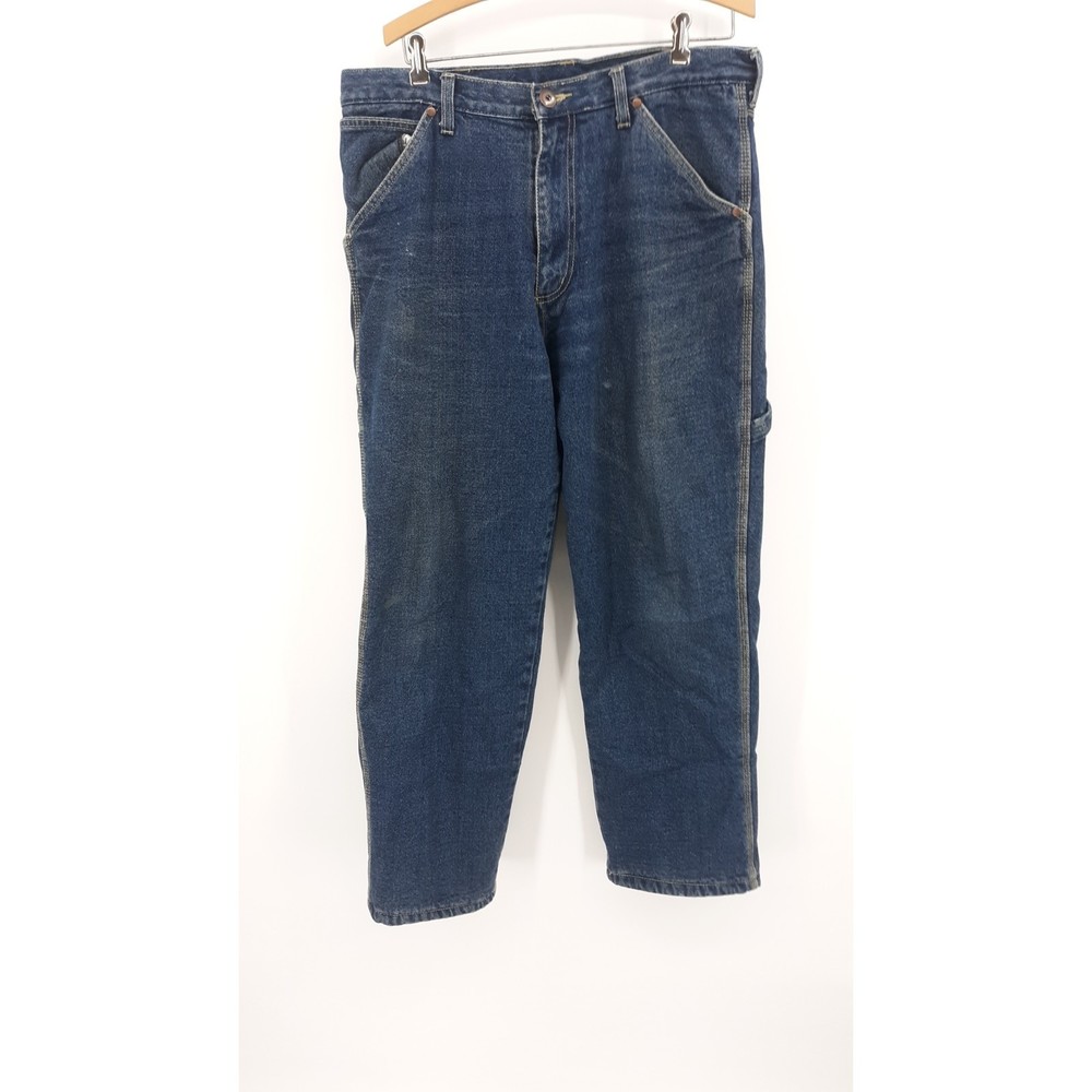Crossfire Denim Blue Jeans Carpenter Fleeced Lined Work Pants Men's Size 34x30